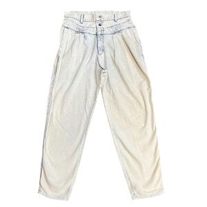 Vintage Lee Acid Wash Pleated Tapered Jeans Cottagecore Grungecore Size 14 Pet